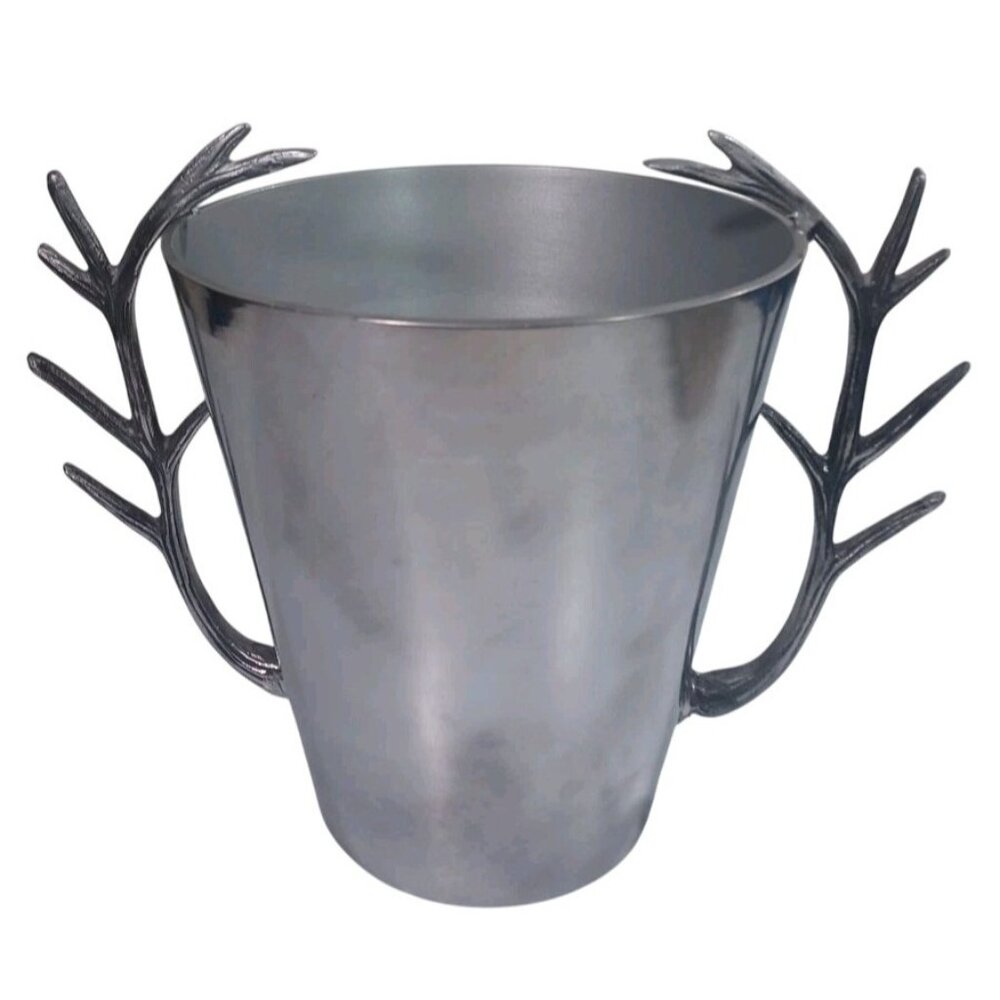 Silver Metal Deer Elk Antler Horns Wine Champagne Ice Bucket Chiller Cooler